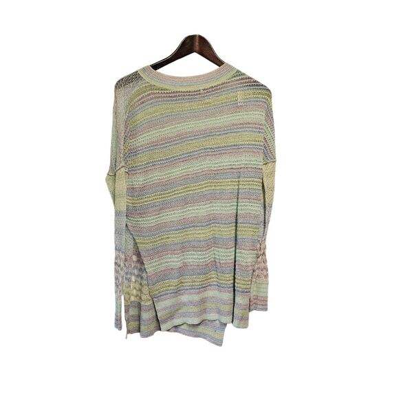 FREE PEOPLE Sweater Crochet Lightweight Pastel Oversized XS Split Side - Picture 2 of 6